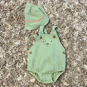 Green Baby Romper with Hat